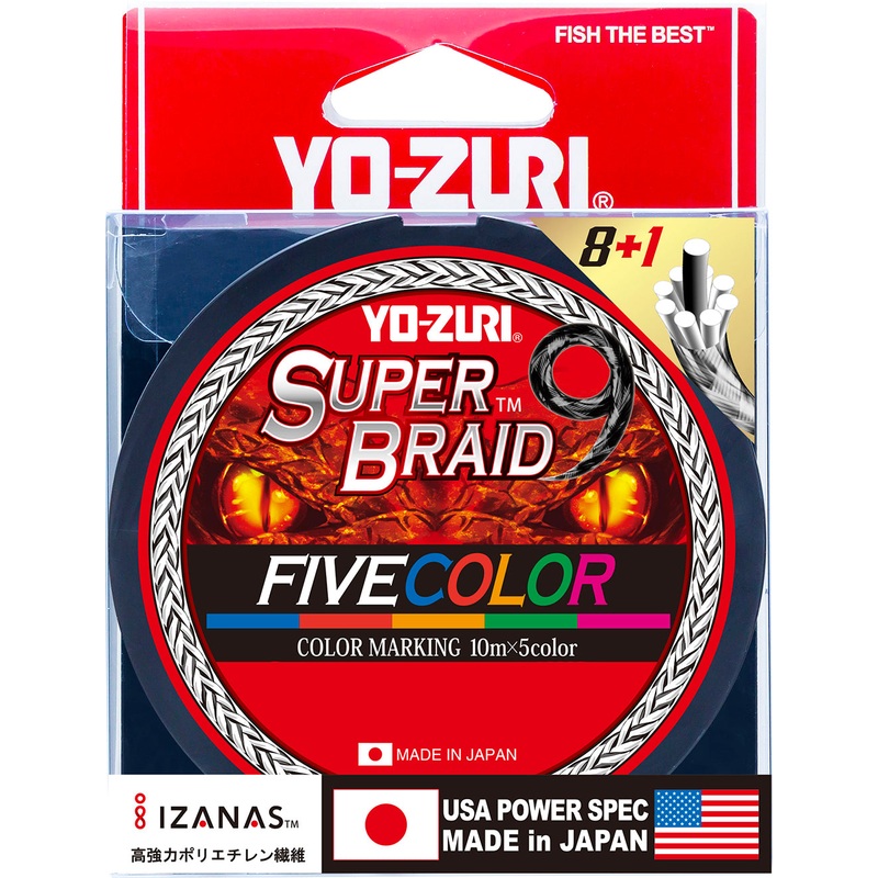 Yo-Zuri SuperBraid 9 5-Color Metered Filler Spools – 330 Yards 5-Color Metered 8 lb test – 330 yards