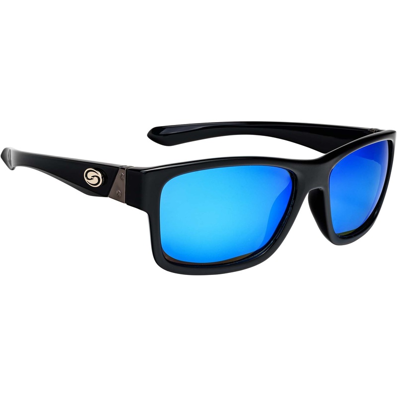 Strike King Pro Sunglasses Shiny Black Multi Layer White-Blue Mirror/Grey Lens