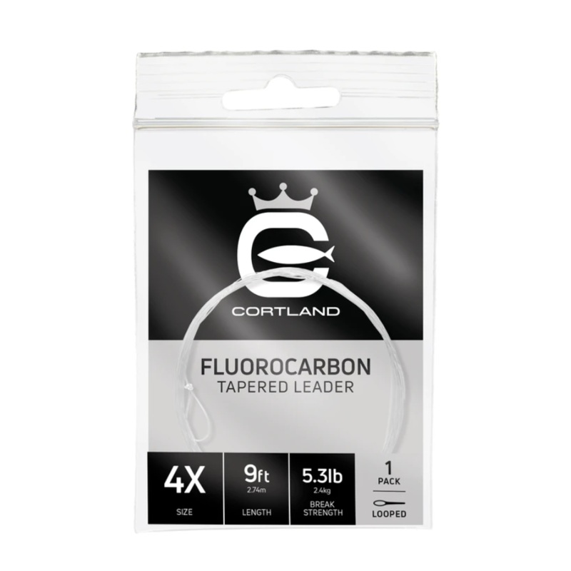 Cortland 9ft Clear Fluorocarbon Tapered Leader 1pk 0X