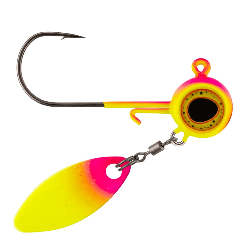 DEEP-VEE SPIN BLADED JIG 2CARD 1/4OZ  2/0 HK BUBBLEGUM