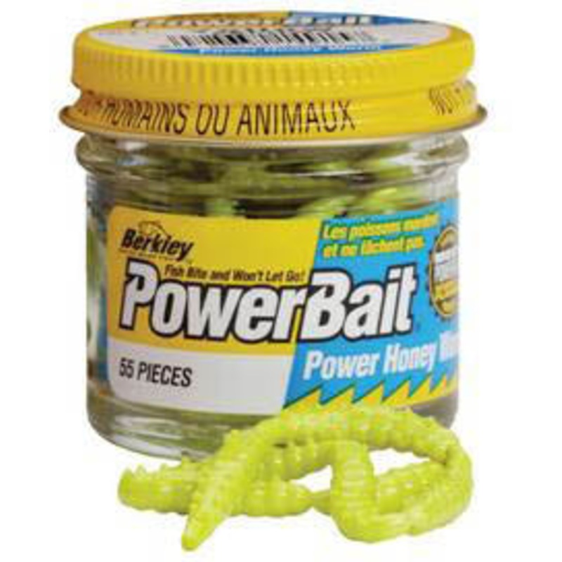 Berkley PowerBait 1 inch Honey Worm (55 per Jar) Natural
