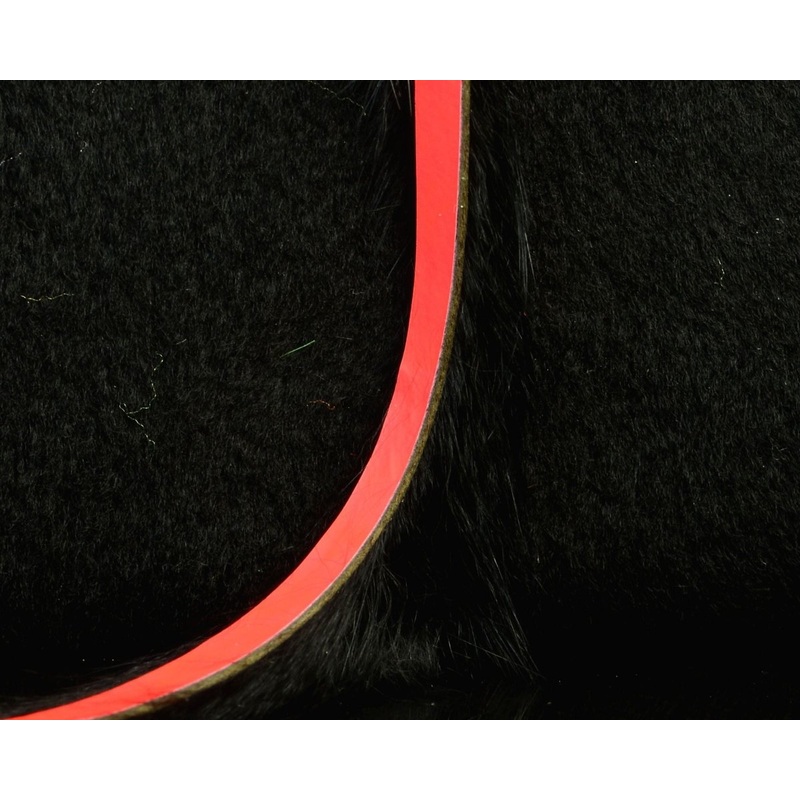 Hareline Magnum Bling Rabbit Strips Black With Fluorescent Fire Red Accent