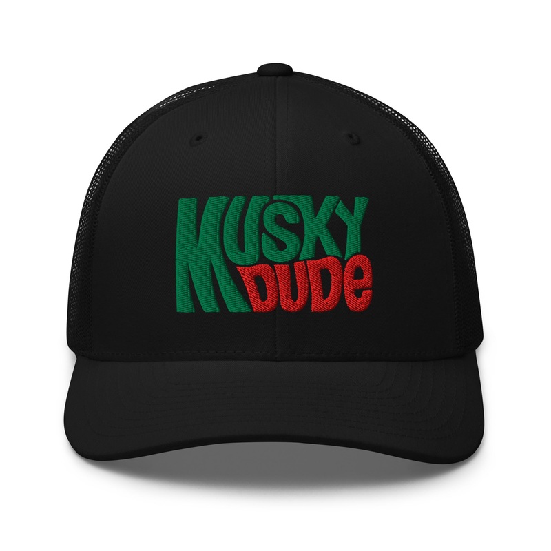 Musky Dude Trucker Hat Black