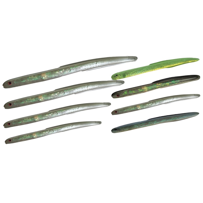 Tsunami Holographic Eel Unrigged Lure HE4 HE6 Black Back 4″ (25 Pack)