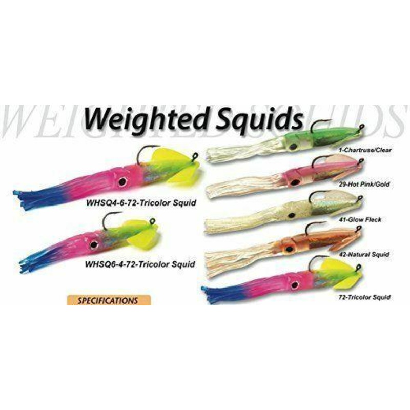 Tsunami Weighted Holographic Squids Size 4″  – Color: Hot Pink Gold – Q’ty/Pk 6