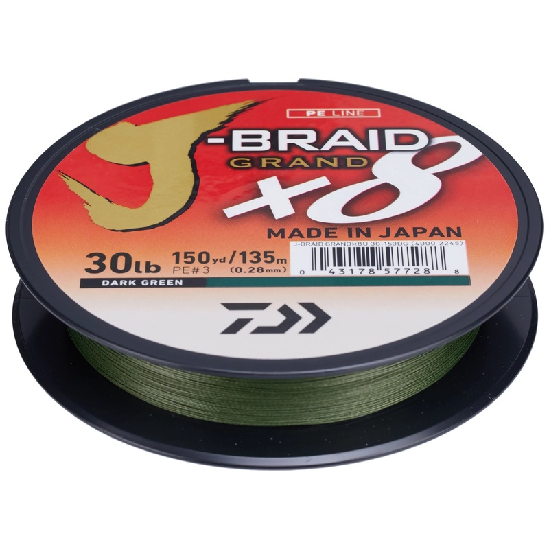 DAIWA J-BRAID GRAND X8 DARK GREEN (FREE SCISSORS) 165 yds 20 lb