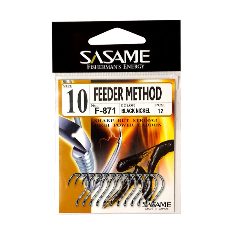 Sasame Feeder Hooks  Black Nickel Finish (Made in Japan) #14 F-871 Black Nickel