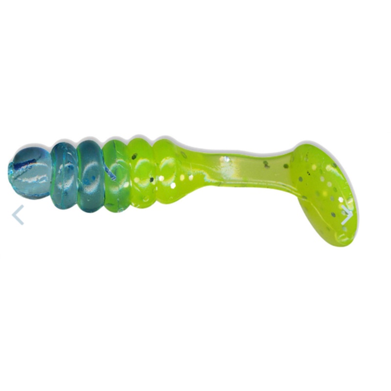 Charlie Brewer’s Slider Grub 1.5″ (15 Pk) Junebug Chartreuse Tail