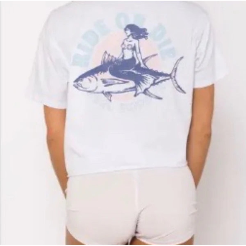 REEL SKIPPER RIDE OR DIE CROPPED TEE WHITE XS