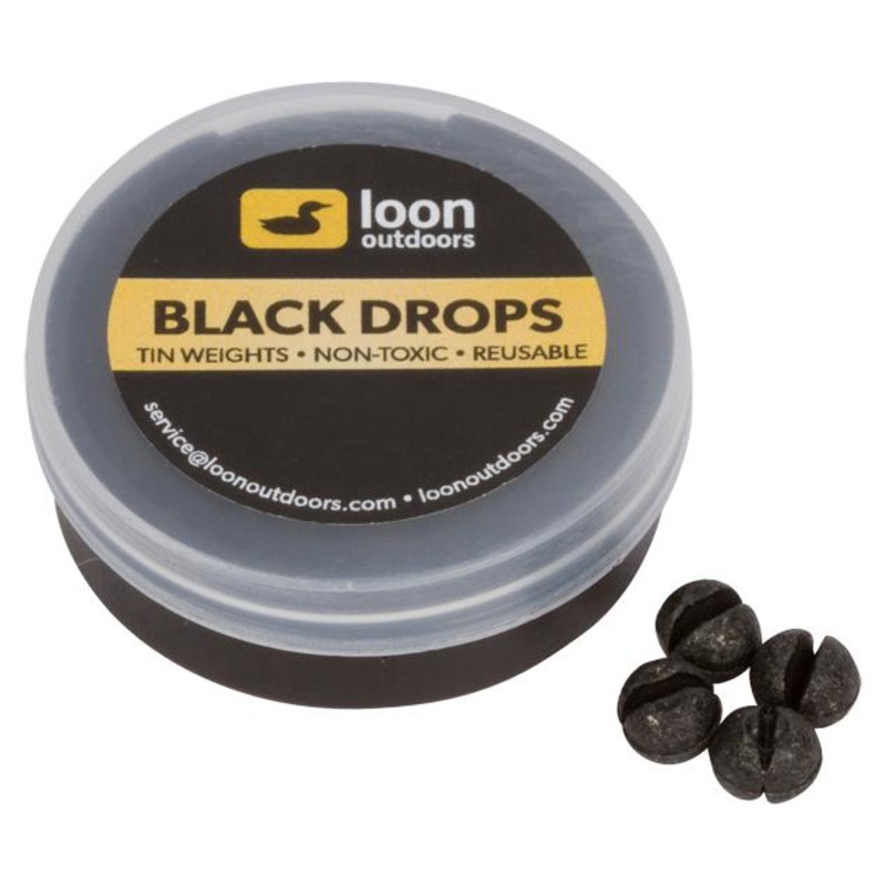 Loon Outdoors Black Drops Split Shot | Refill Tub #6 (0.1g)