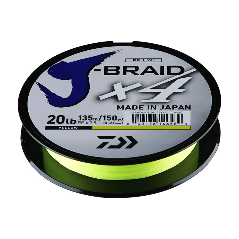Daiwa J-BRAID x4 Braided Line – 150 Yards 150 Yards 8LB Fluorescent Yellow
