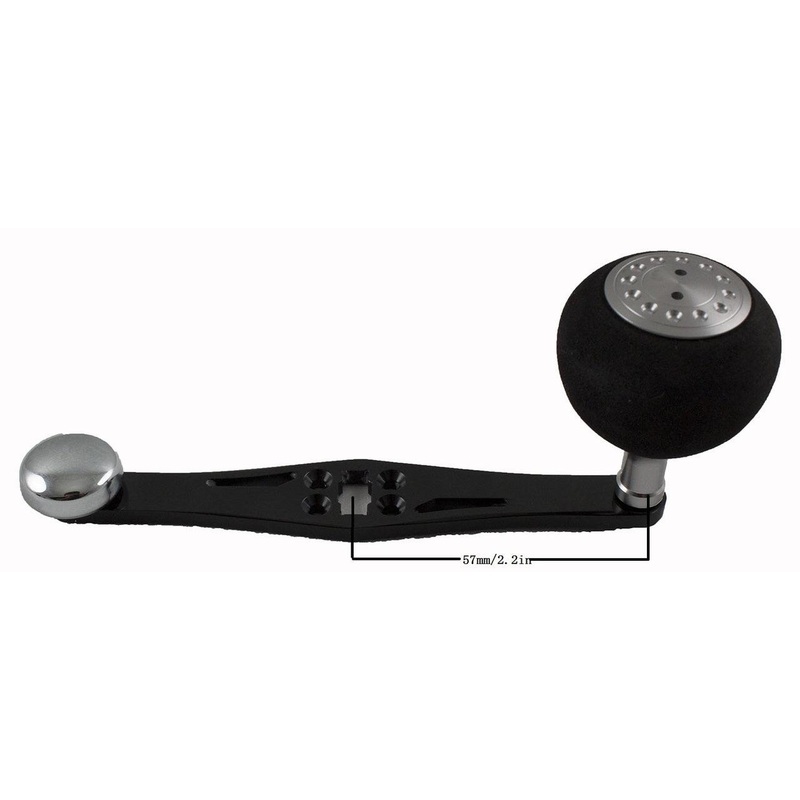 Jigging World – Power Handle for Shimano Calcutta D Round Baitcasting Reels Calcutta D 200 – Black Arm / 39mm EVA Power Knob