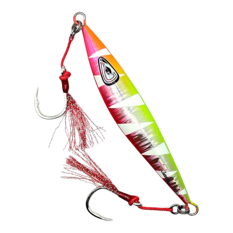 JOHNNY JIGS FLAT BACK GLOW SLOW PITCH JIGS WATERMELON GLOW 90G