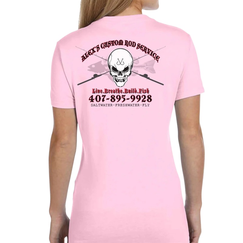 Women’s Custom T-Shirt: Skull with Crossing Rods Black X-Small
