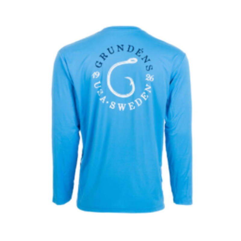 Grundens Tech Tee LS G Hook Print Coastal Blue Large Coastal Blue