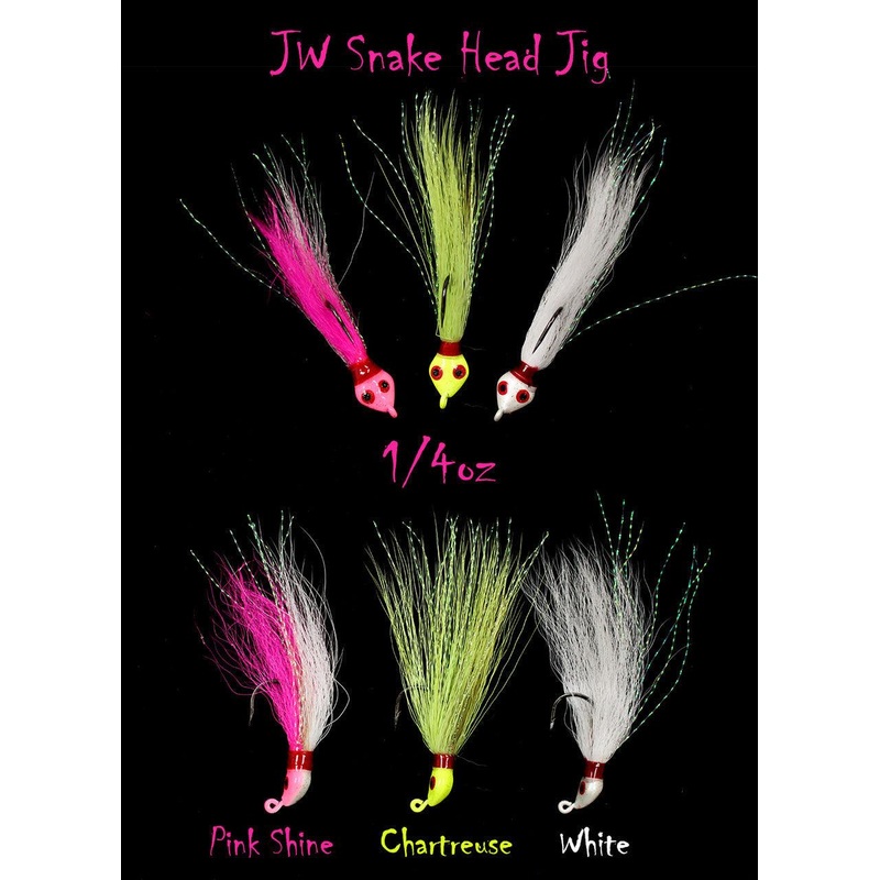 Jigging World Snake Head Bucktail Teasers 1/4oz Chatreuse
