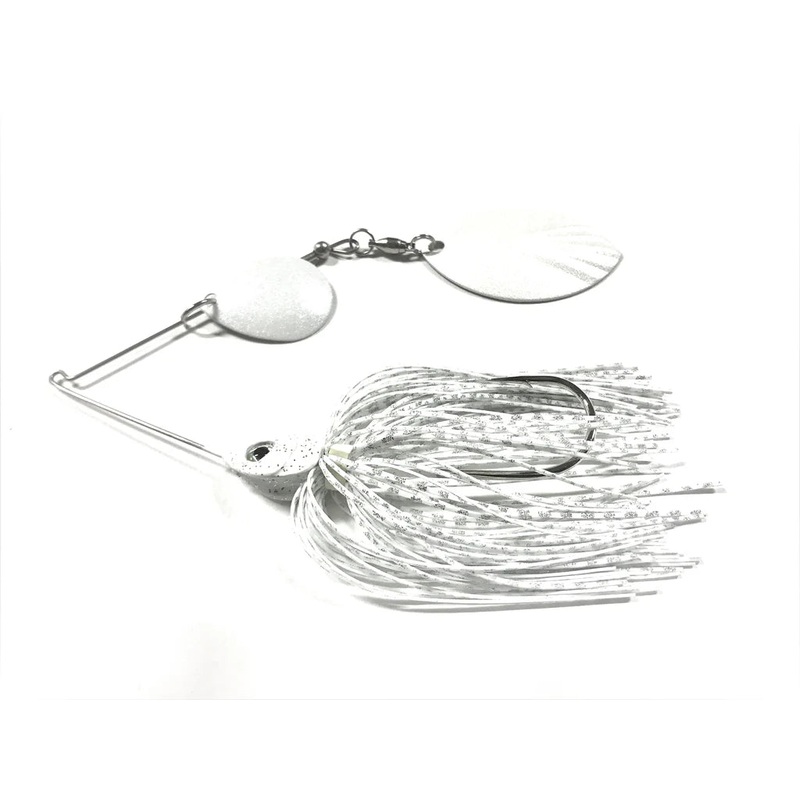 PERSUADER PREMIUM COLORADO/MAG WILLOW BLADE SPINNER BAIT White W/ Fluorescent/Nickle Colorado/Magnum Willow 3/8oz