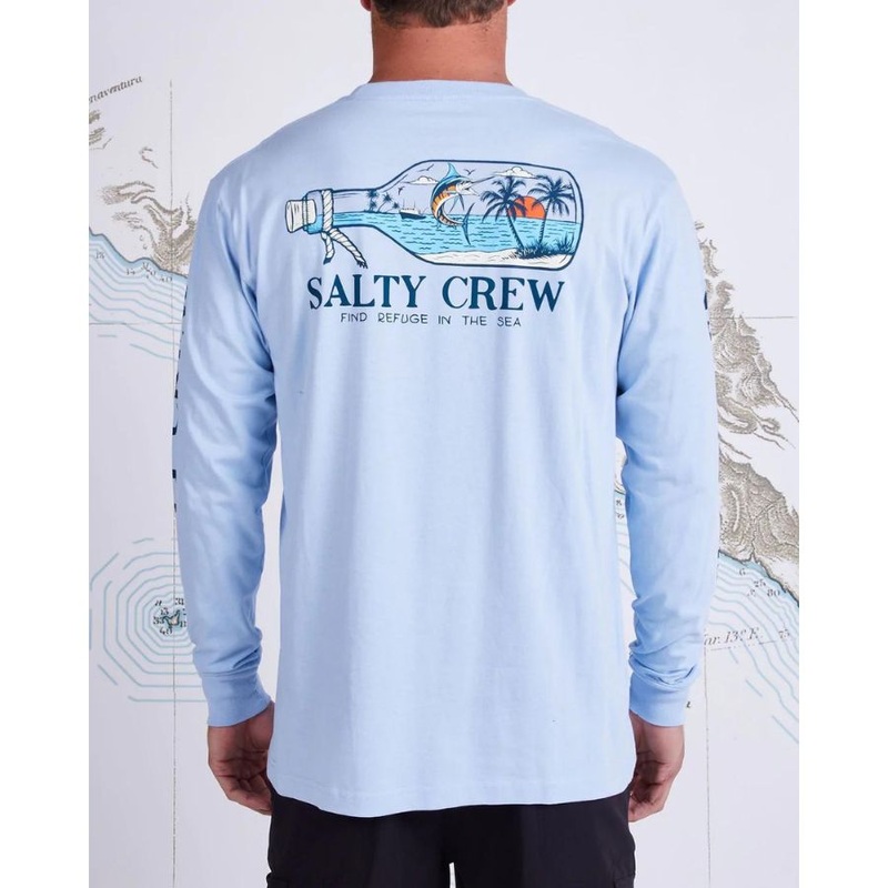 SALTY CREW MESSAGE PREMIUM L/S TEE LIGHT BLUE S