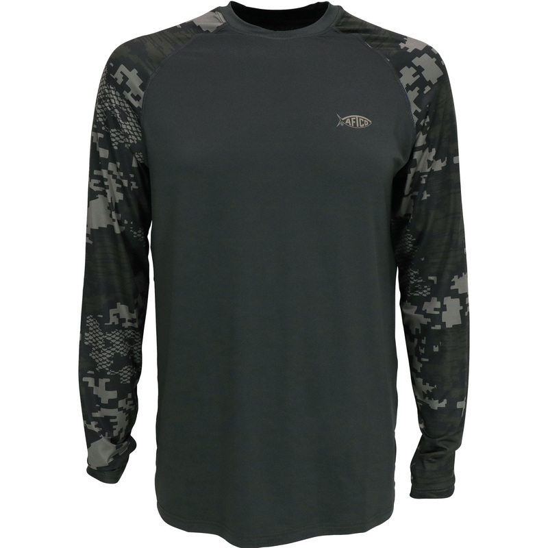 AFTCO Tactical Performance Mens Long Sleeve Shirt Navy Digi Camo Small