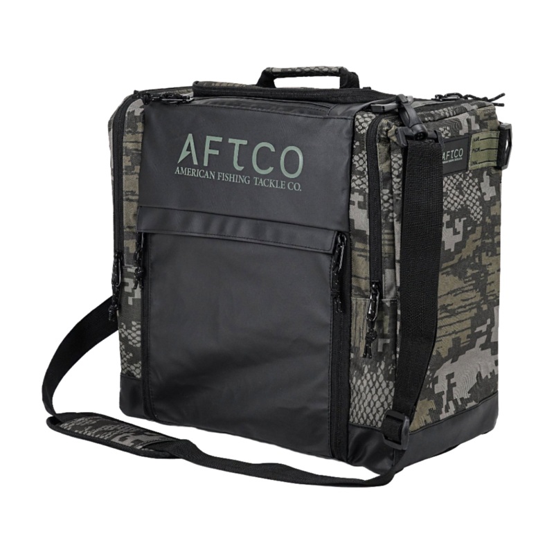 AFTCO Tackle Bag  Water-Resistant Fishing Storage 3600 Green Digi Camo