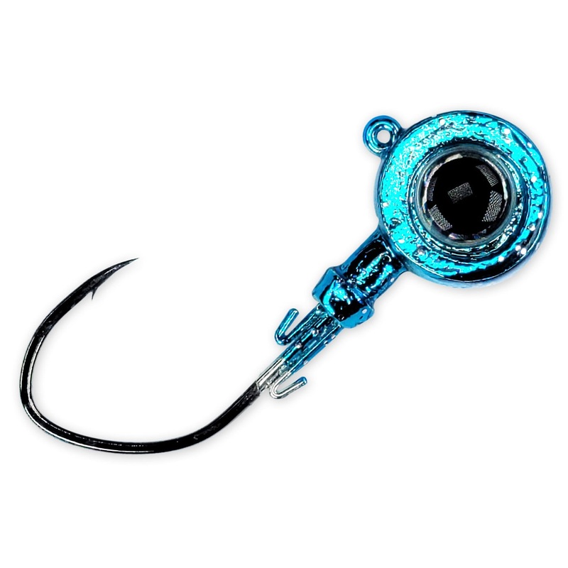Gamakatsu MaxEye Jig Pill Head Chrome Blue Sparkle 1/8 oz 3pk