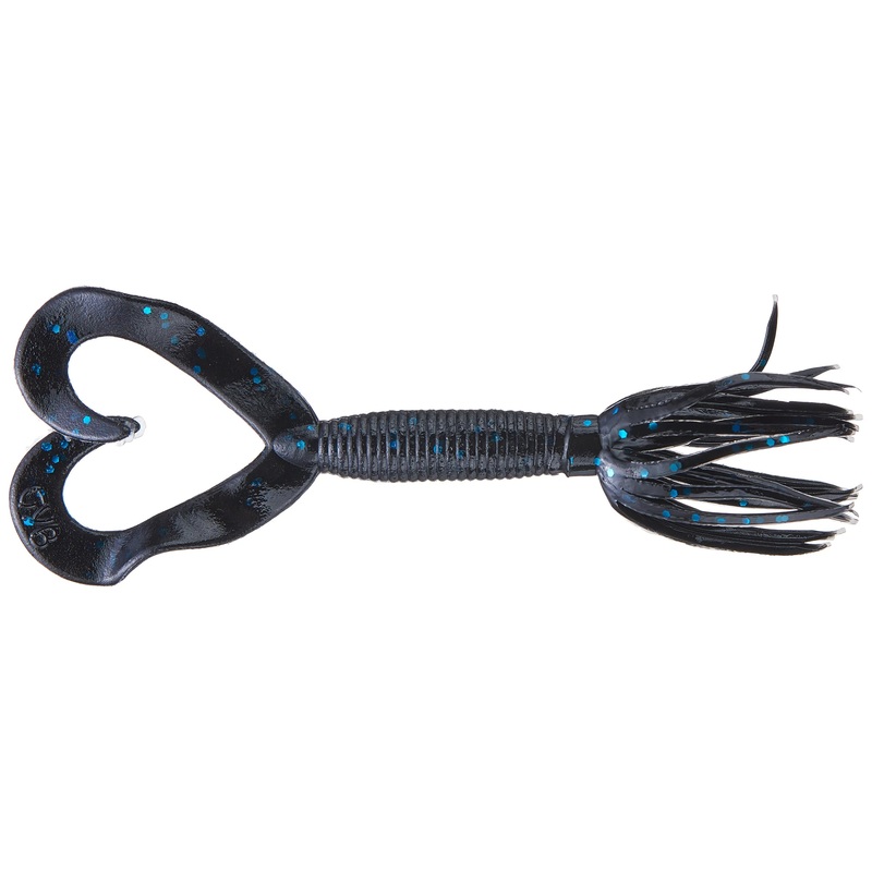 Yamamoto 4″ Double Tail Hula Grub (10 Pk) Black Blue Flake