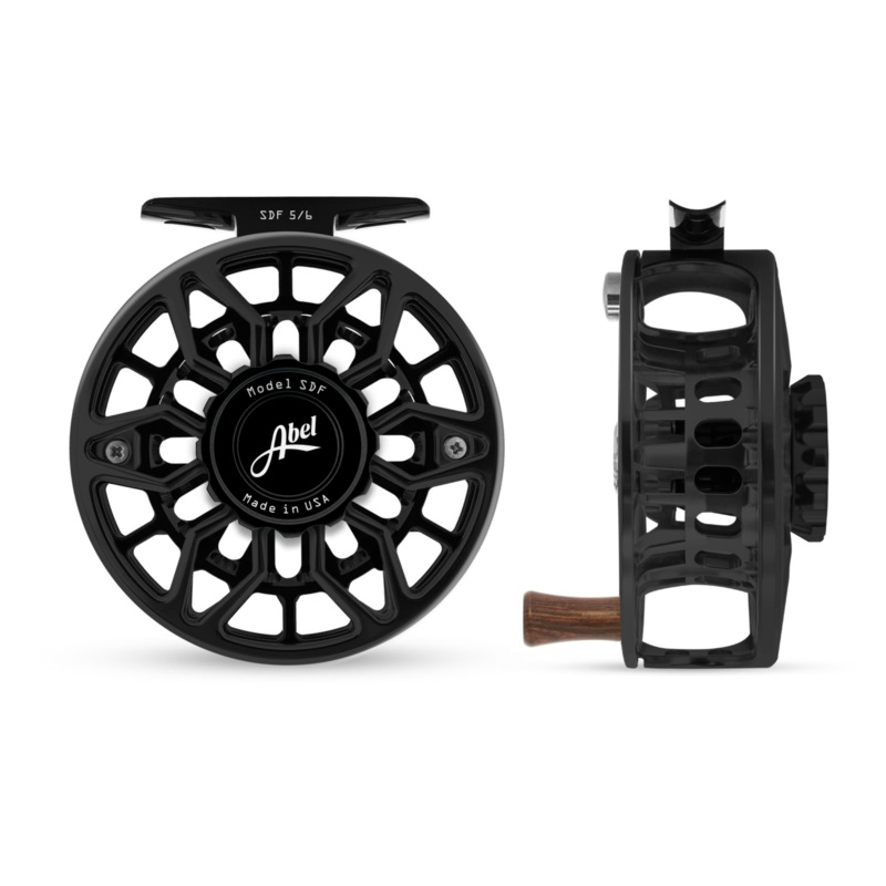 Abel SDF Fly Reel Ported – Basic Black – 5/6 WT with Ebony Handle 5/6 wt